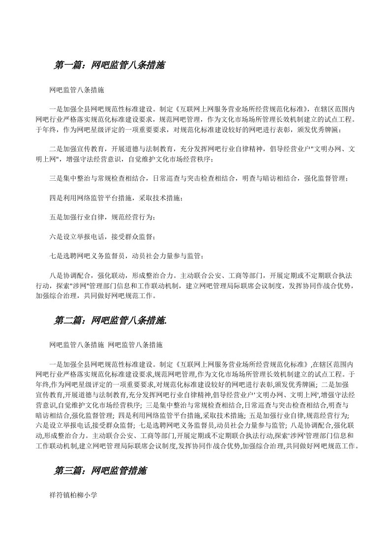 网吧监管八条措施[修改版]