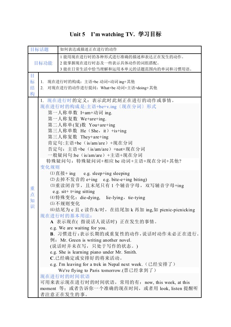 七下英语第五单元教案