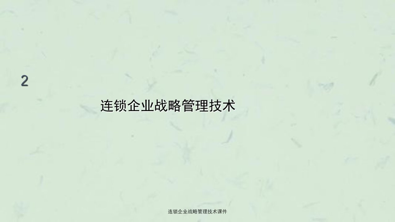 连锁企业战略管理技术课件