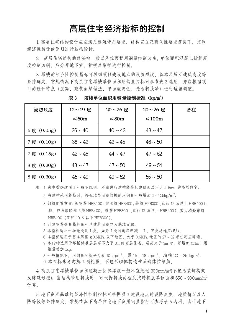 高层住宅经济指标的控制方法