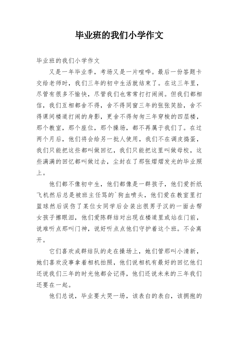 毕业班的我们小学作文