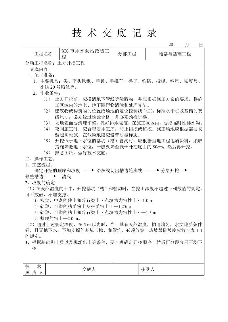 建筑工程管理-施工技术交底市政泵站施工用