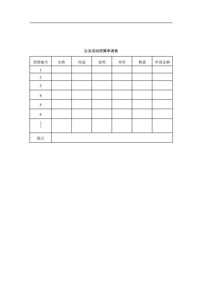 【管理精品】52公关活动预算申请表