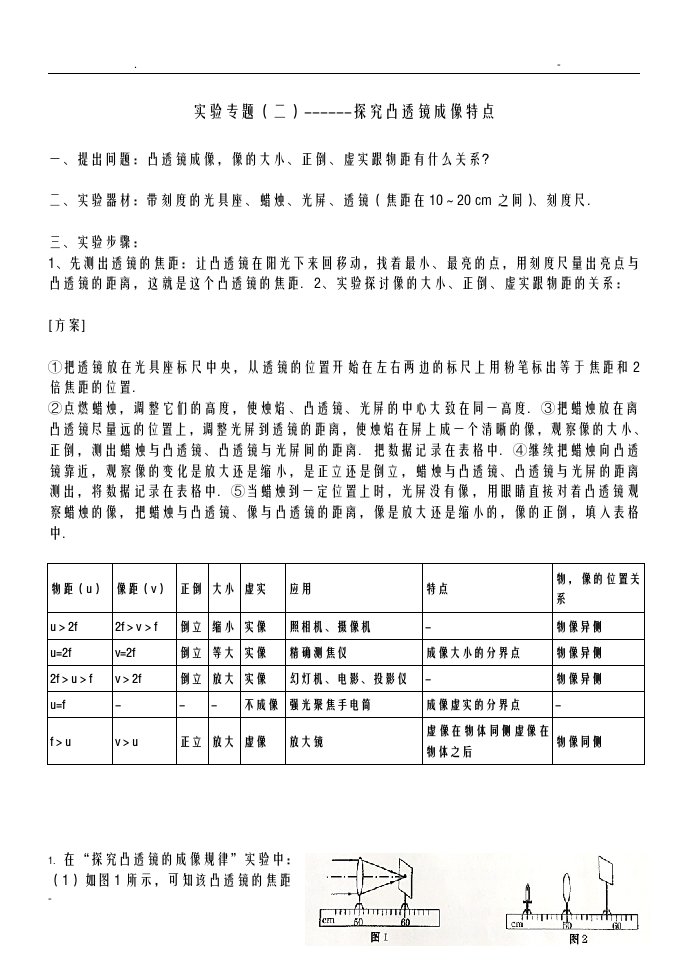 凸透镜成像规律实验专题含答案解析