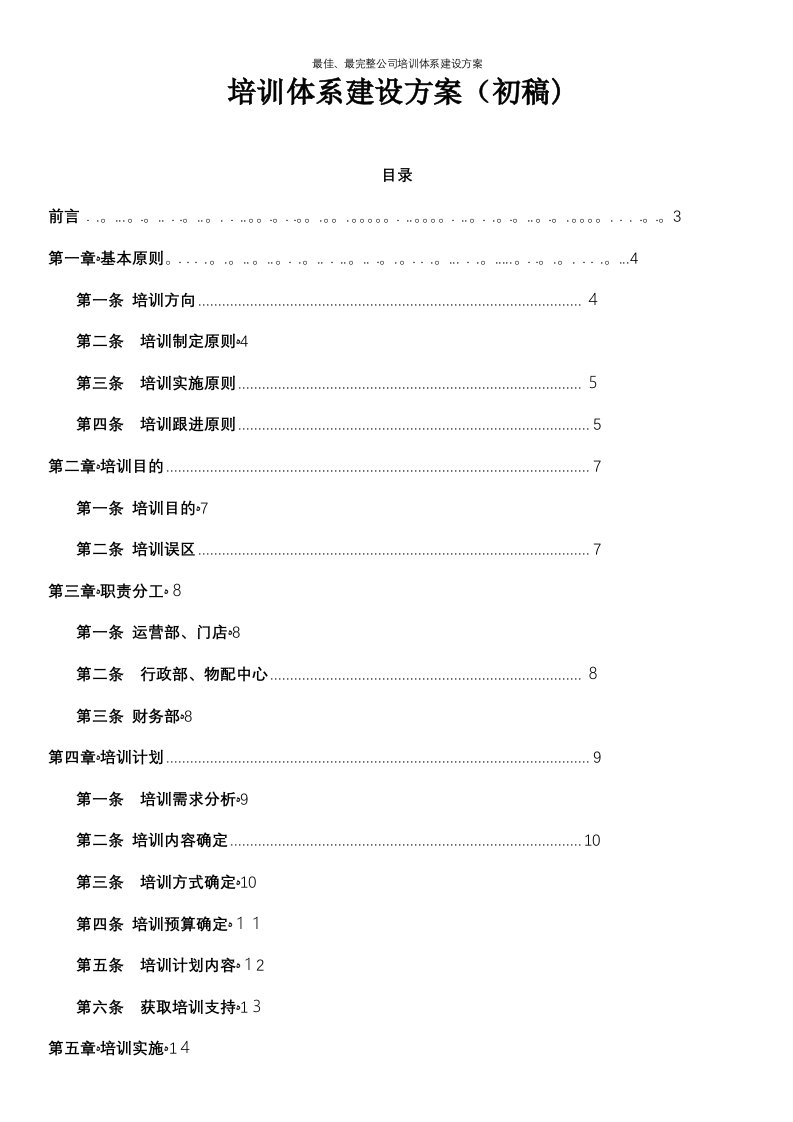 最佳、最完整公司培训体系建设方案