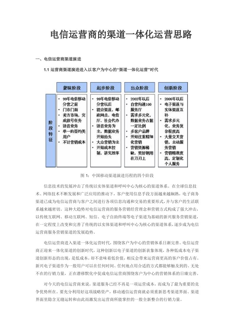 电信运营商的渠道一体化运营思路