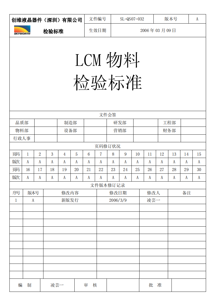 SL-QS07-032ALCM物料检验标准