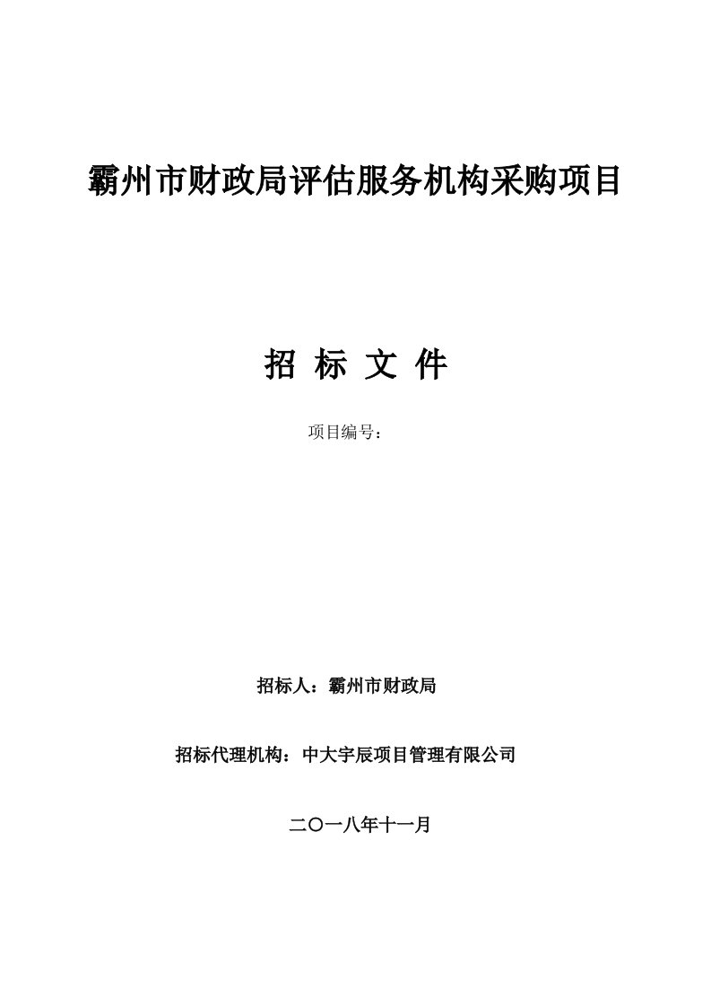 霸州市财政局评估服务机构采购项目