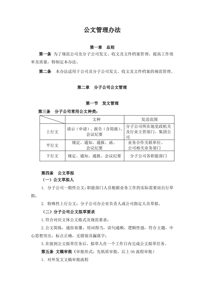 管理制度-公文管理办法