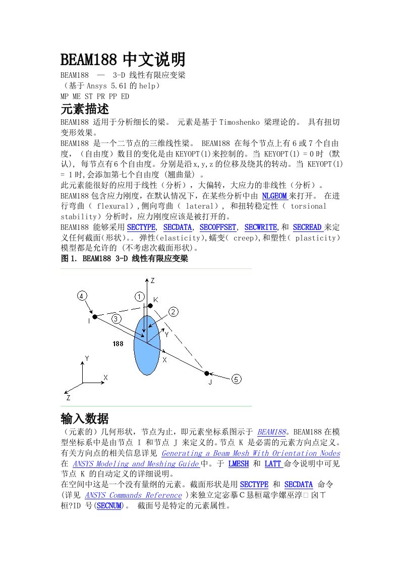 商业计划书模板ansys中的Beam188单元中文说明