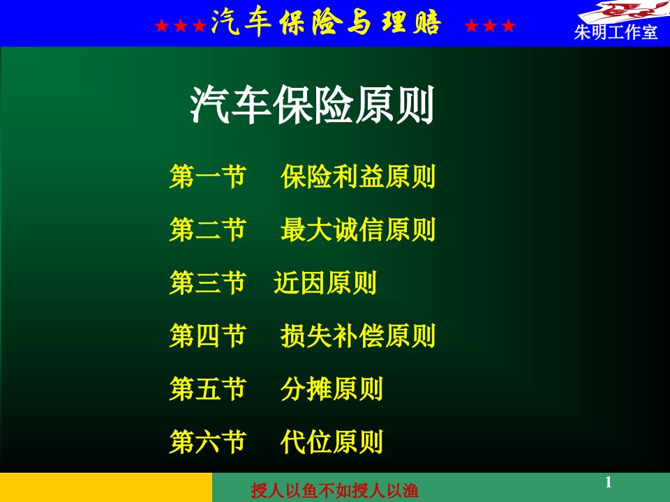 汽车保险与理赔汽车保检原则