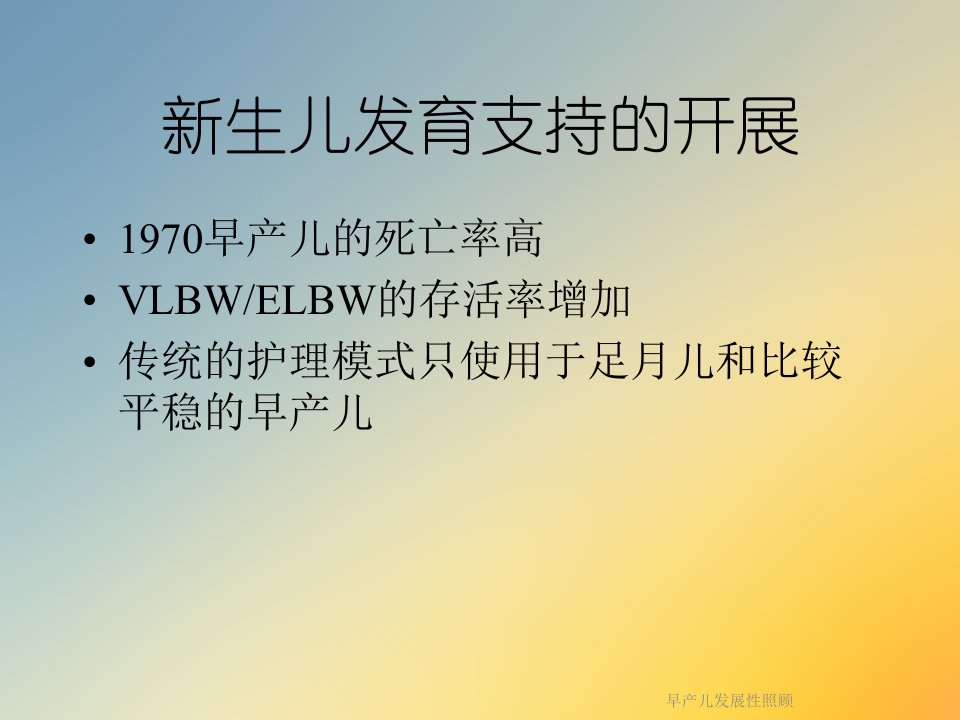 早产儿发展性照顾课件