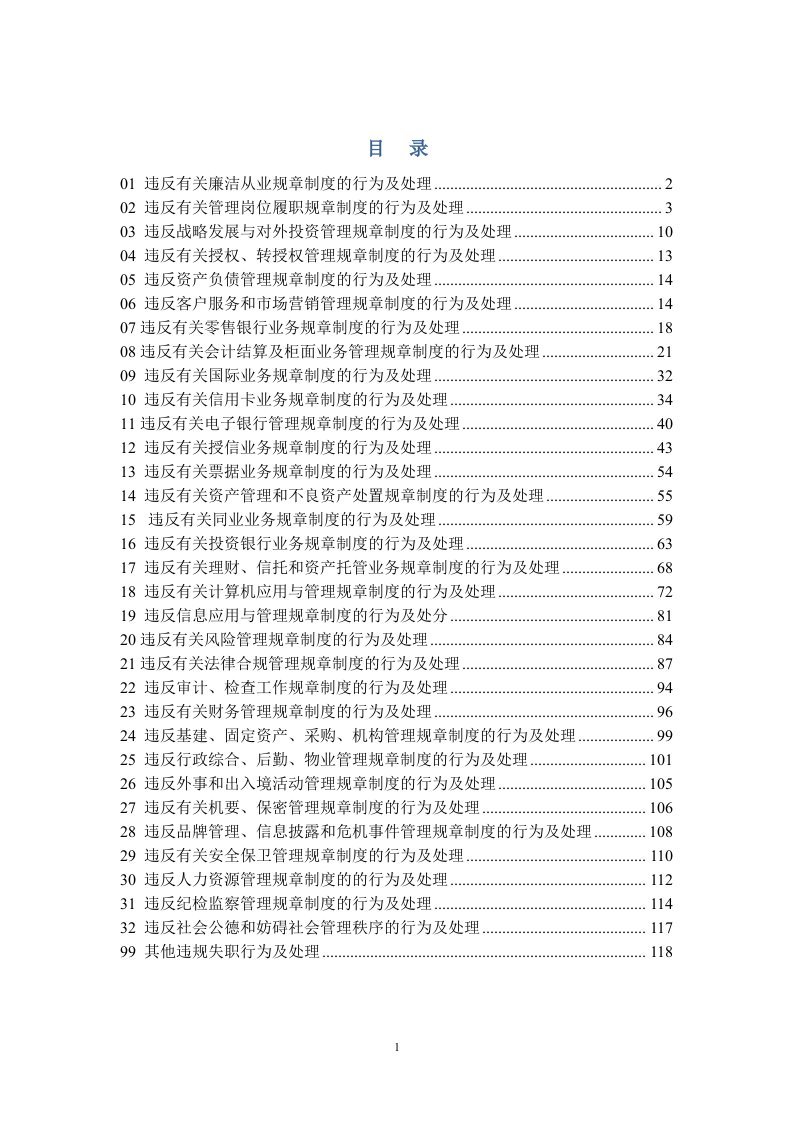 员工违规失职办法违规行为条款及处理部分征求意见稿