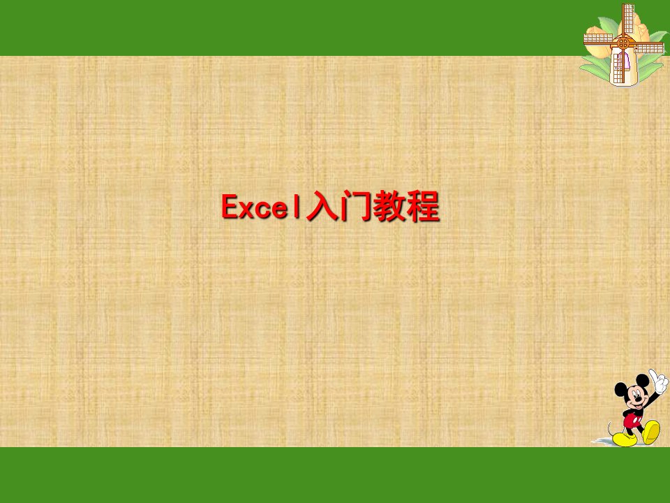 EXCEL入门基础教程(完整版)