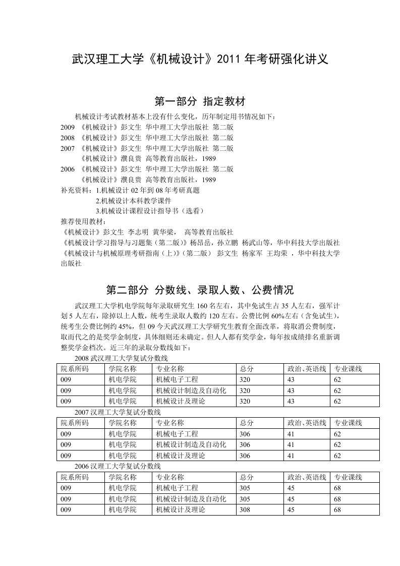 武汉理工考研机械设计内部讲义