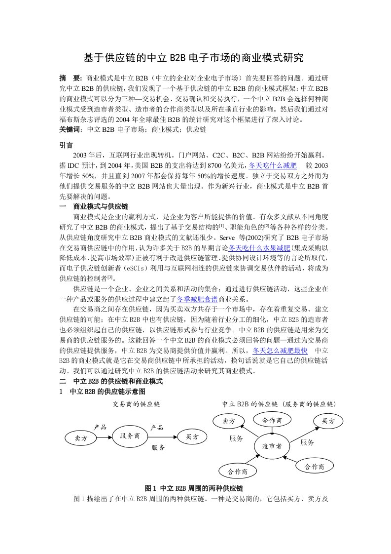 精选基于供应链的中立B2B商业模式研究