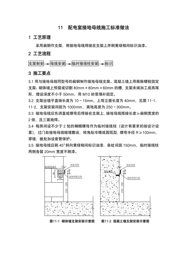 配电室接地母线施工标准做法