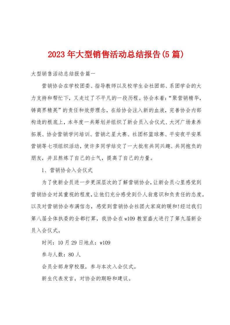 2023年大型销售活动总结报告(5篇)