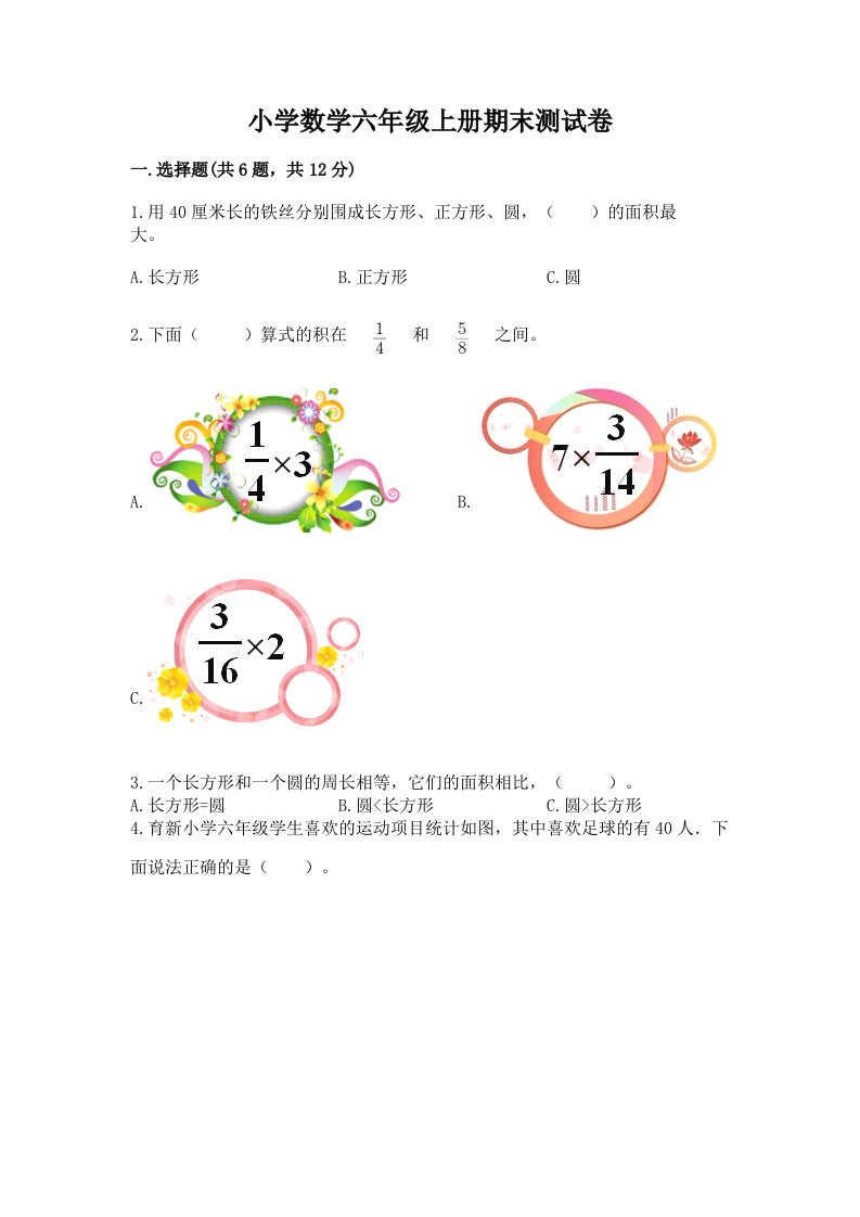 小学数学六年级上册期末测试卷【b卷】2