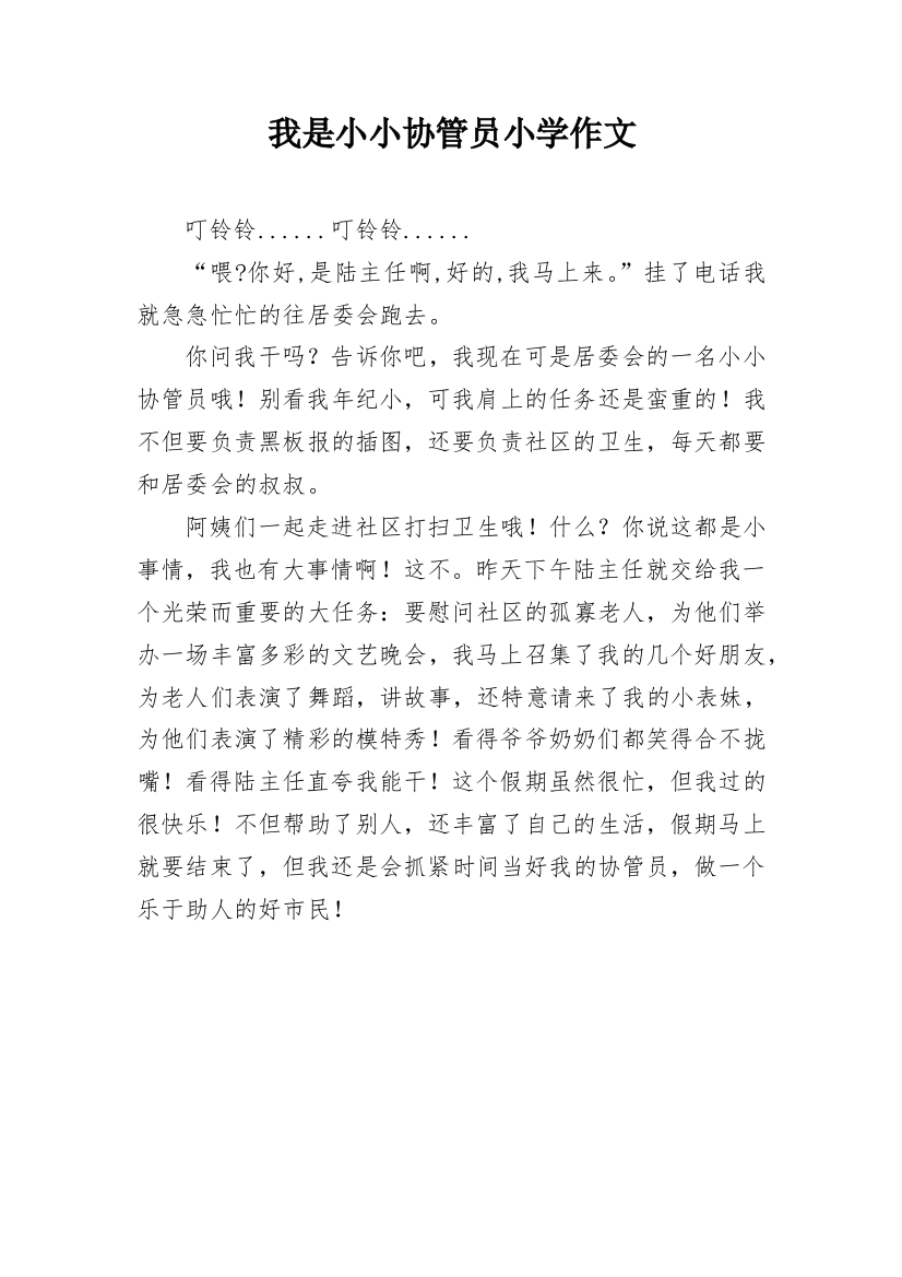 我是小小协管员小学作文