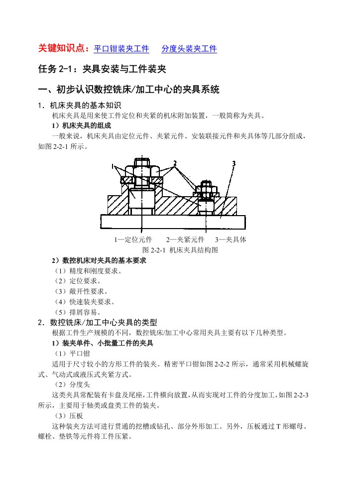 学习情境2-2夹具安装与工件安装