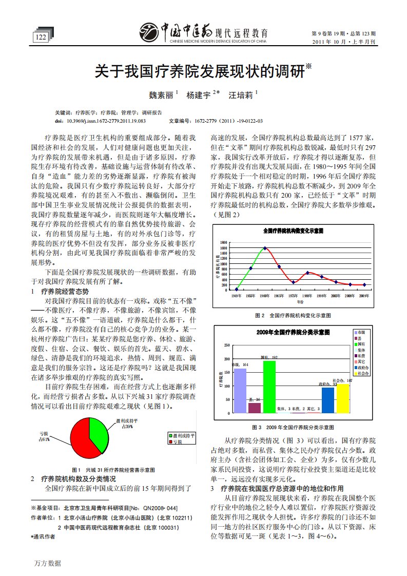 关于我国疗养院发展现状的调研