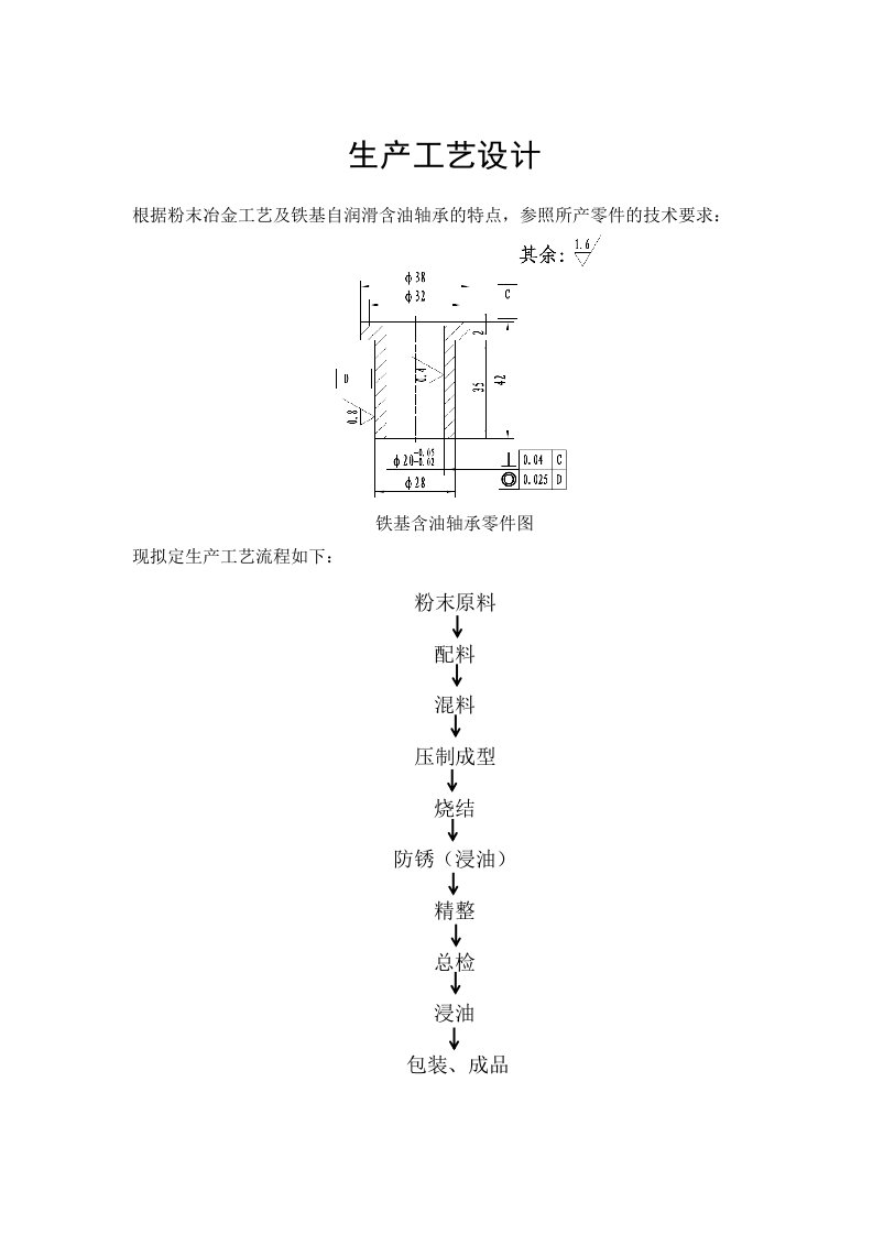 粉末冶金含油轴承生产工艺设计