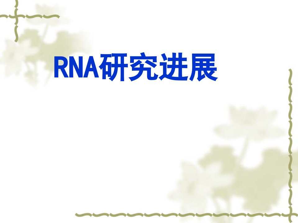 RNA研究进展