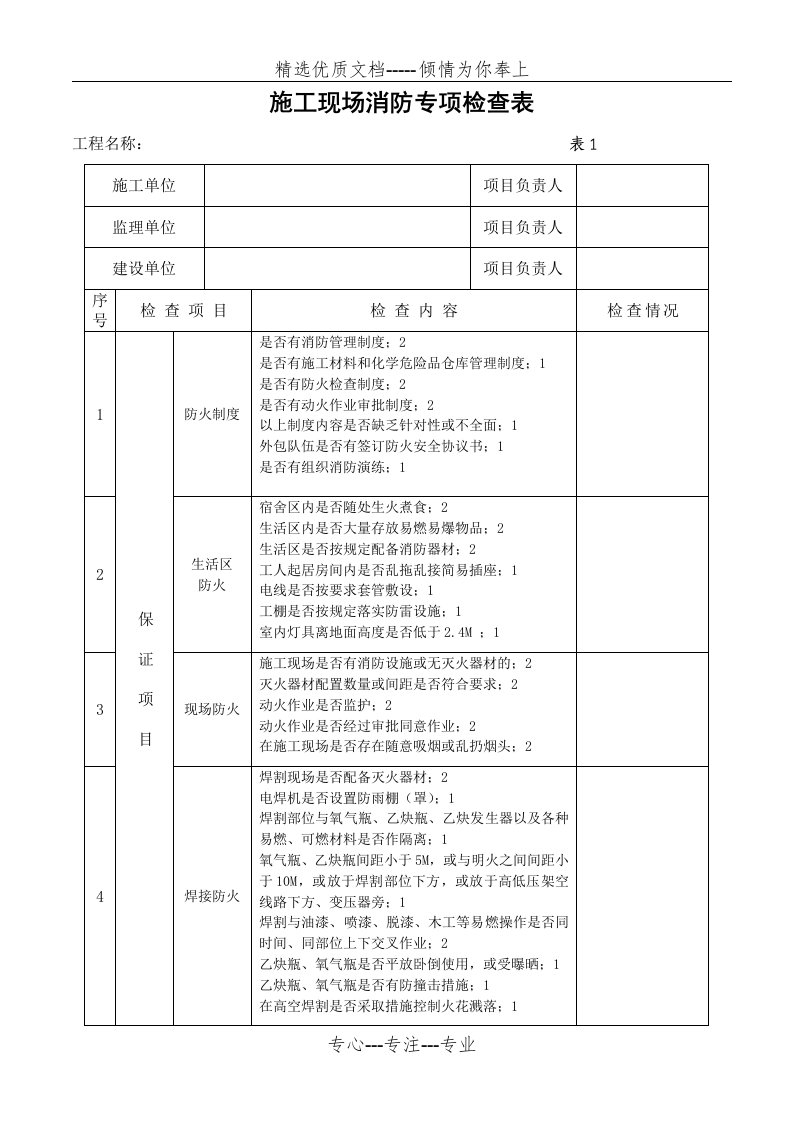 施工现场消防专项检查表(共4页)