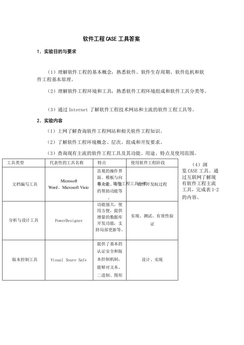 软件工程CASE工具答案