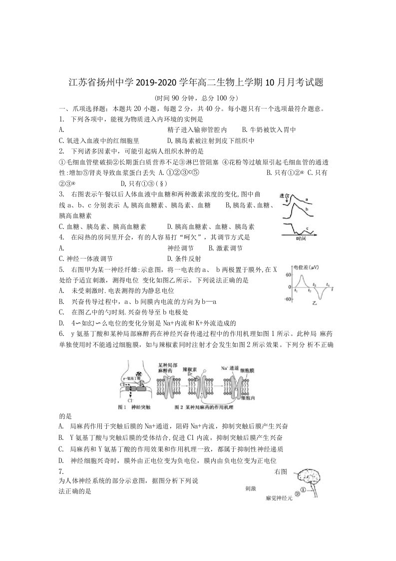 江苏省扬州中学2019