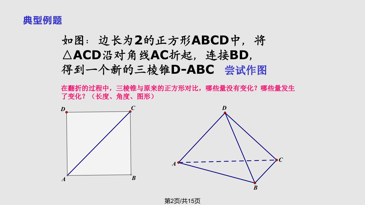 立体几何中的折叠问题微专题