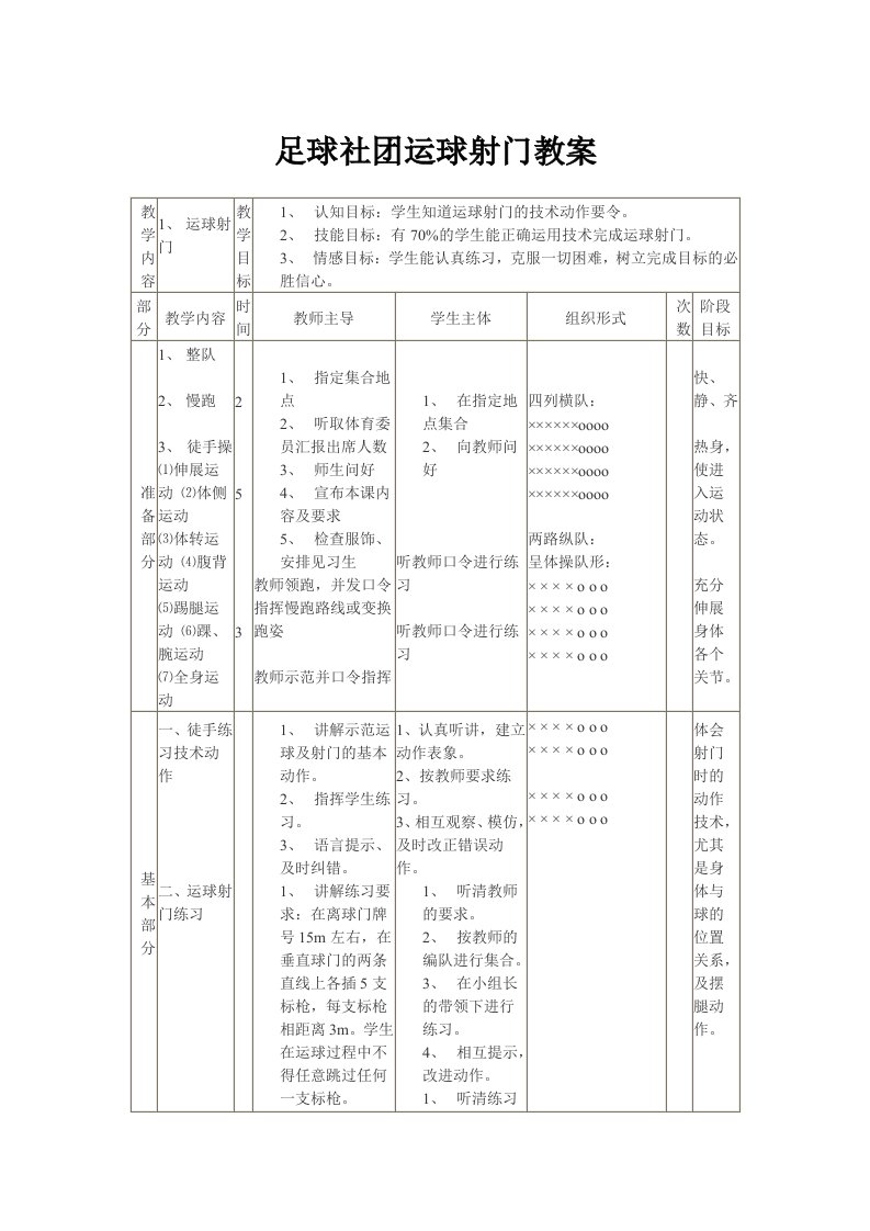 足球运球射门教案