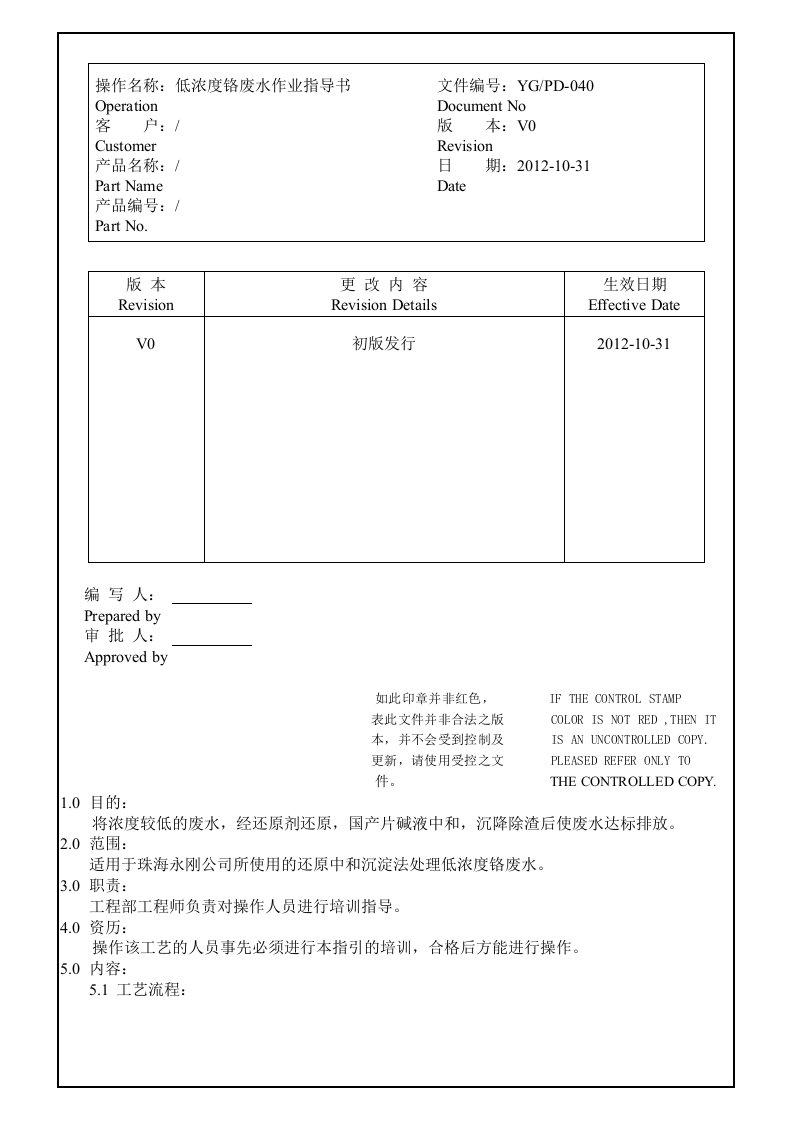 低浓度废水作业指导书