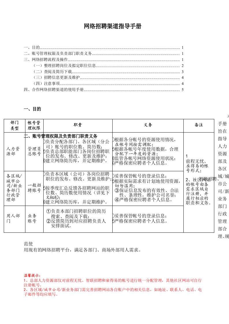 网络招聘渠道指导手册