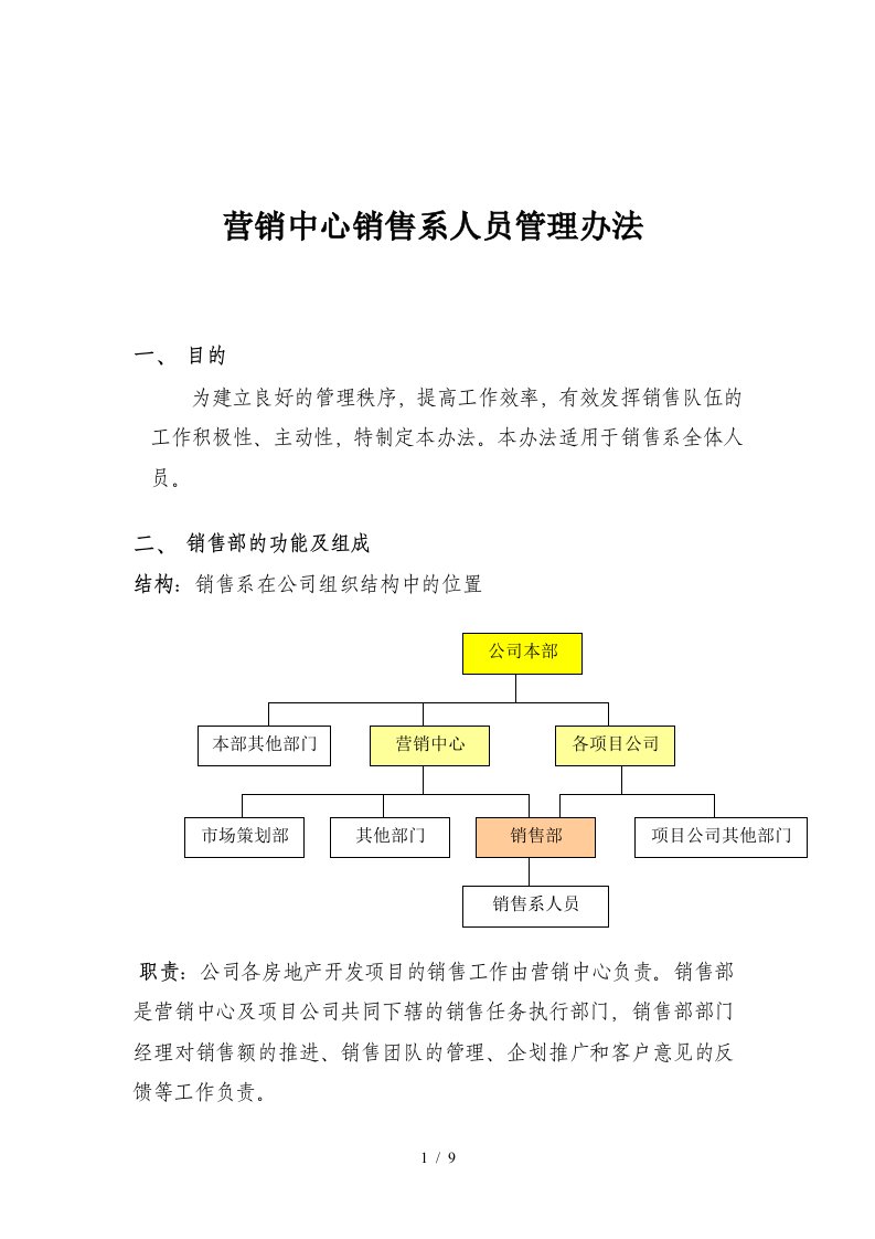 营销中心销售系人员管理办法-定稿4-1