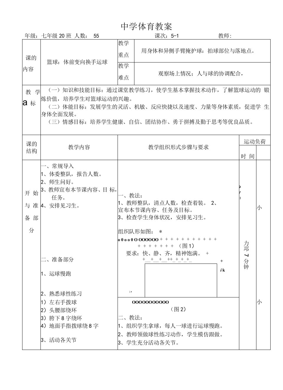 水平四（七年级）体育《篮球：体前变向换手运球》教案