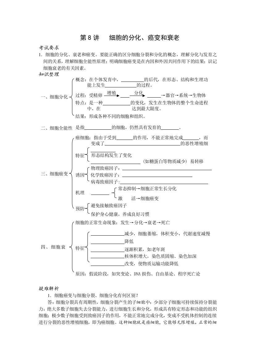 细胞的分化