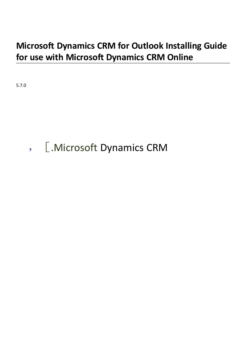 DynamicsCRMforOutlookInstallingGuideusewith