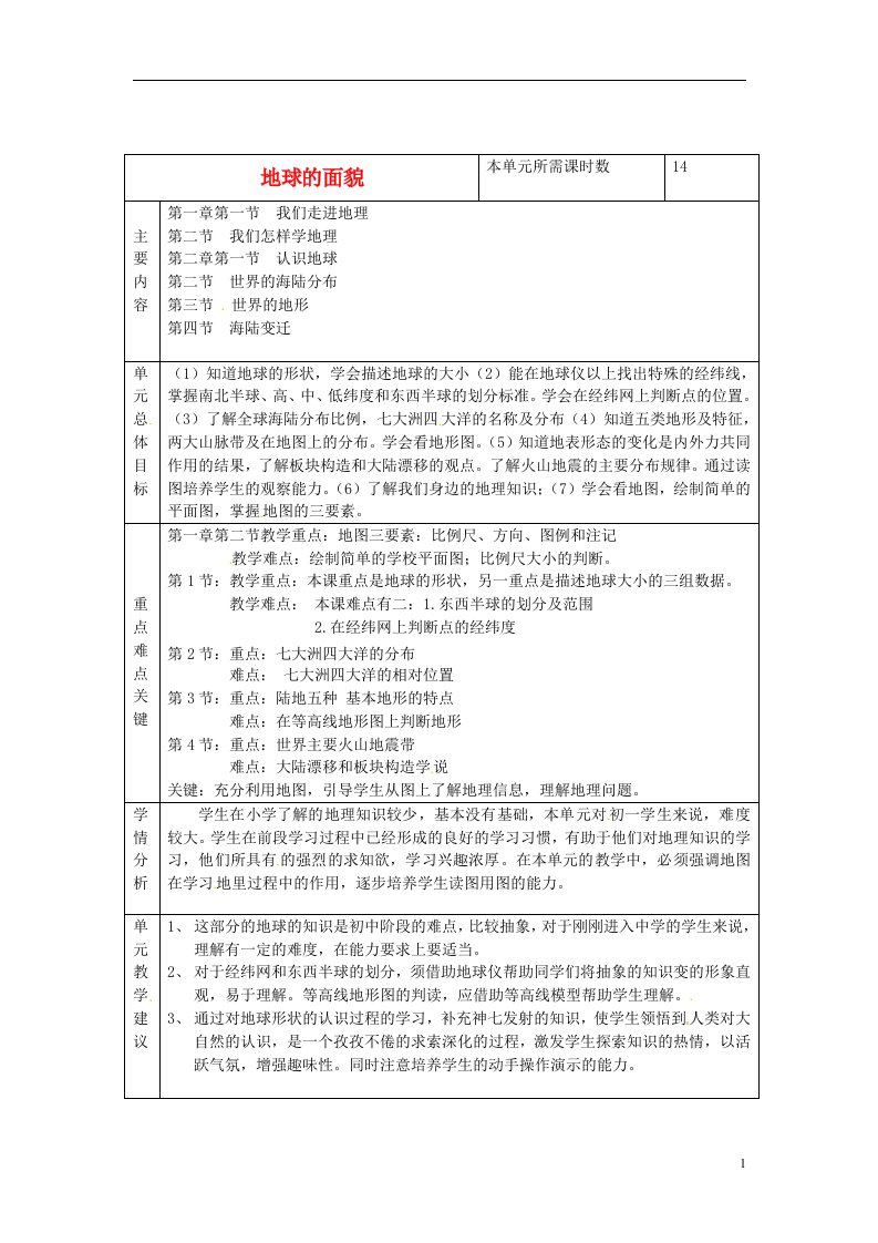 山东省邹平县实验中学七年级地理上册