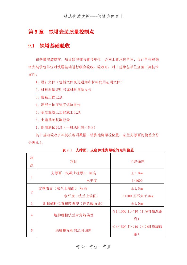 铁塔安装质量控制点(共6页)