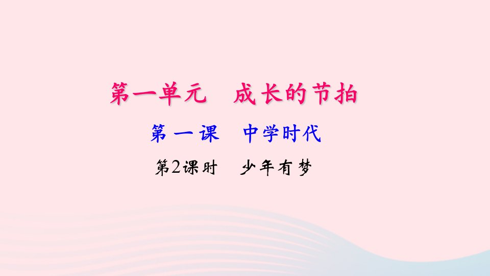 七年级道德与法治上册第一单元第一课中学时代(第2课时少年有梦)习题ppt课件新人教版