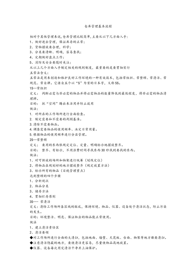 仓库管理基本流程图