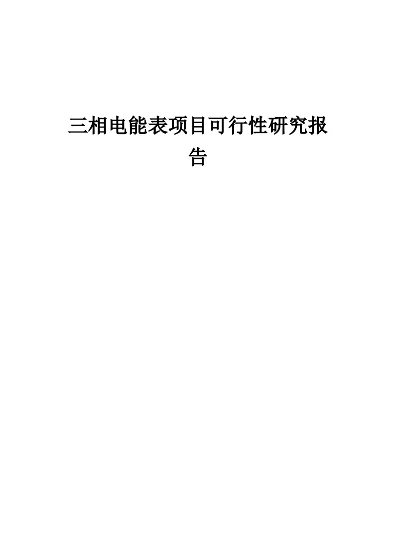 三相电能表项目可行性研究报告