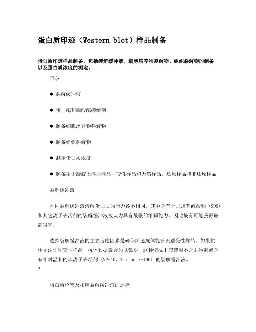 蛋白质印迹(Western+blot)样品制备