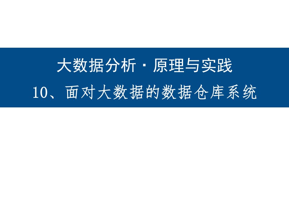 面对大数据的数据仓库系统