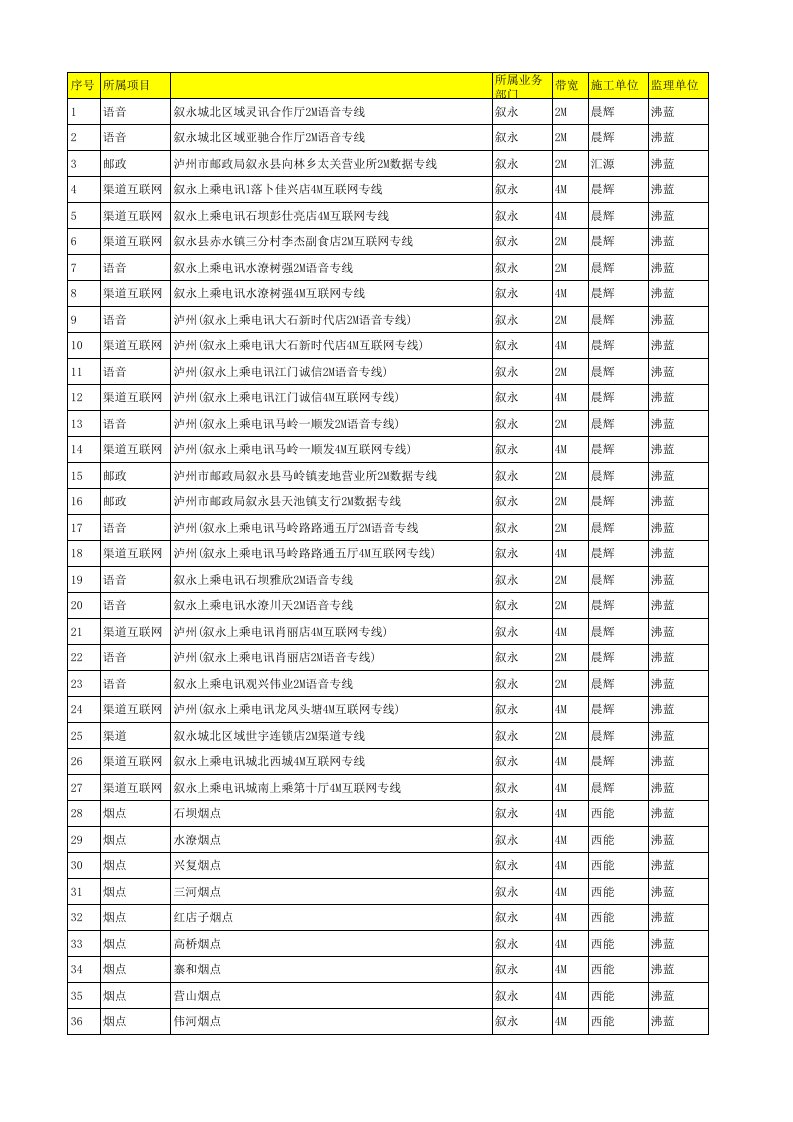 流程管理-X年泸州集团专线建设全流程管控表1028西能