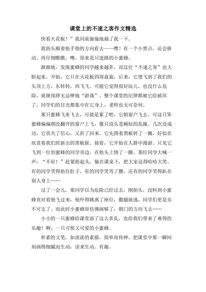 课堂上的不速之客作文