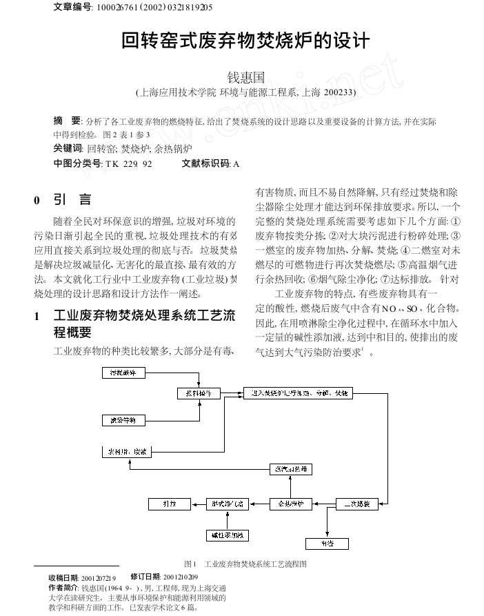 回转窑式废弃物焚烧炉的设计