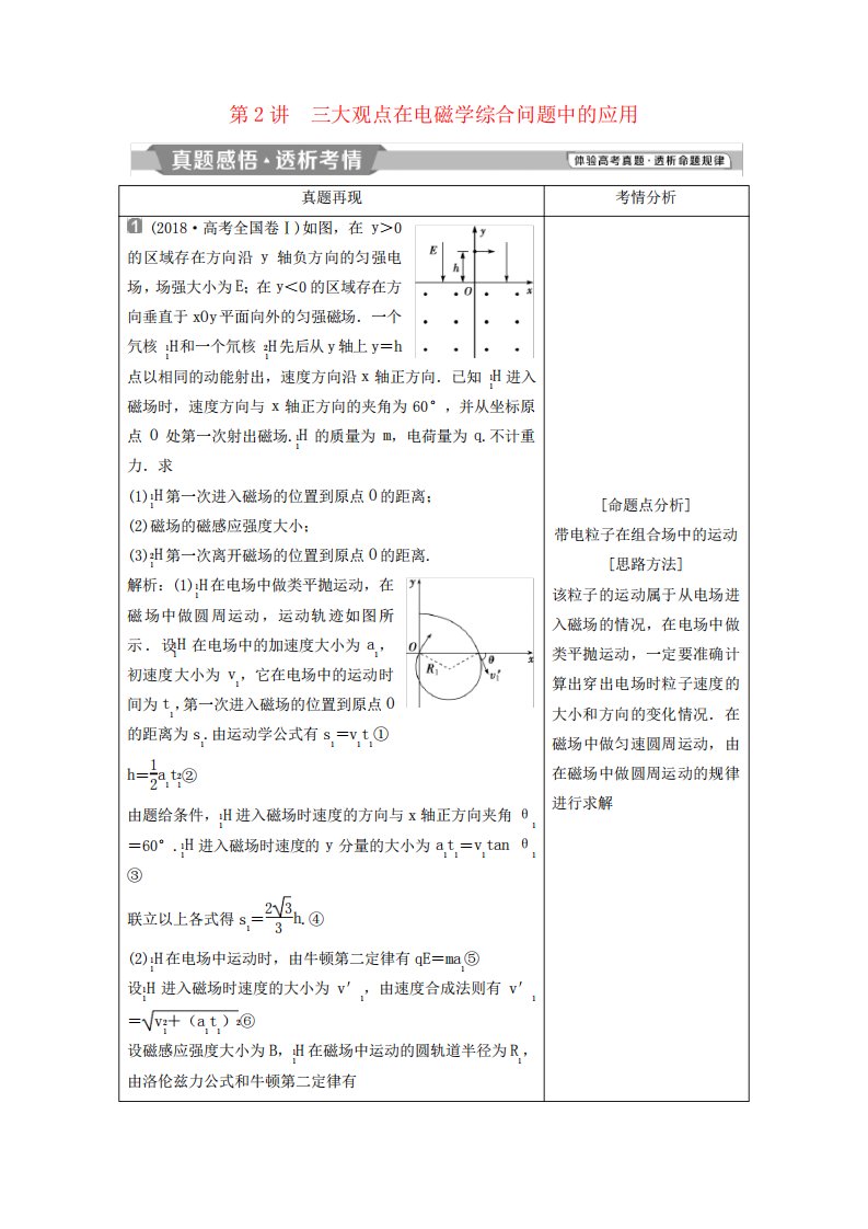 2019届高考物理二轮复习专题五三大观点的应用第2讲三大观点在电磁学综合问题中的应用学案